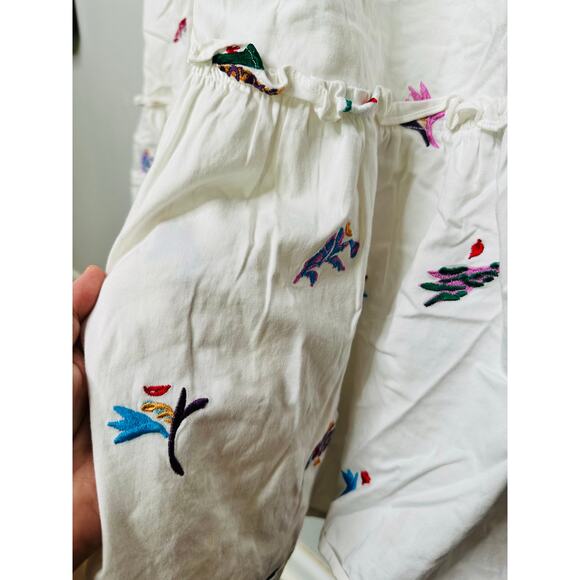 PRABAL GURUNG X RTR White Cotton Floral Embroidered Sleeveless Midi Dress 10 - Picture 11 of 16